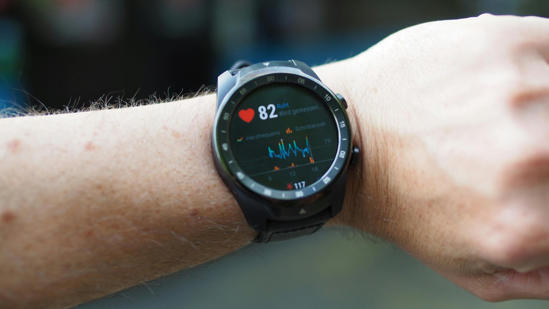 A wrist-worn heart rate monitor during outdoor aerobic exercise