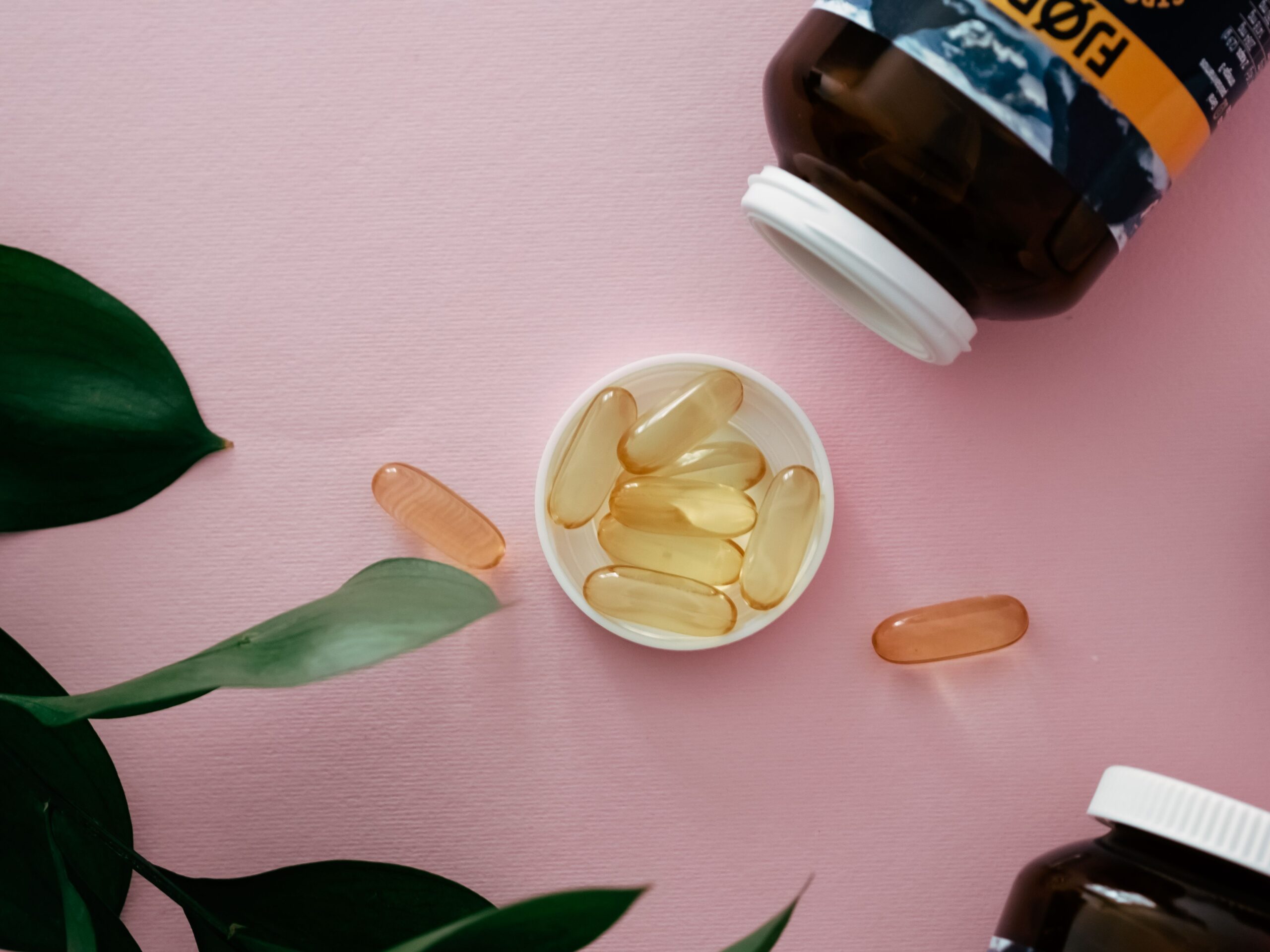 Vitamin D supplements in bottles