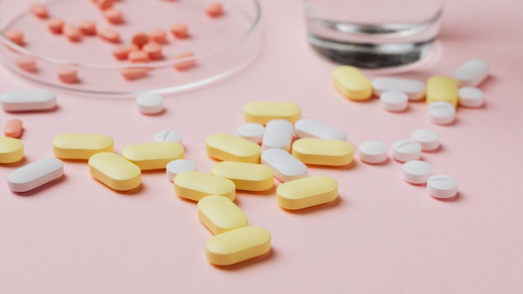 Tablets and supplements on a surface