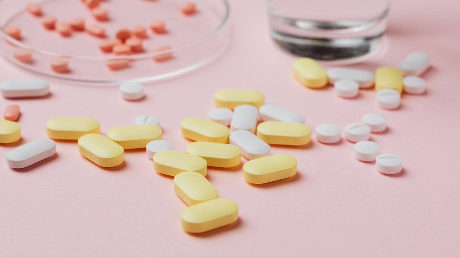 Tablets and supplements on a surface