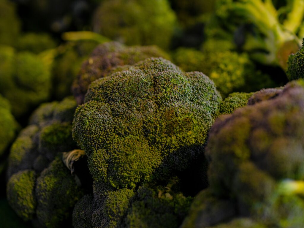 Fresh broccoli on a market stall